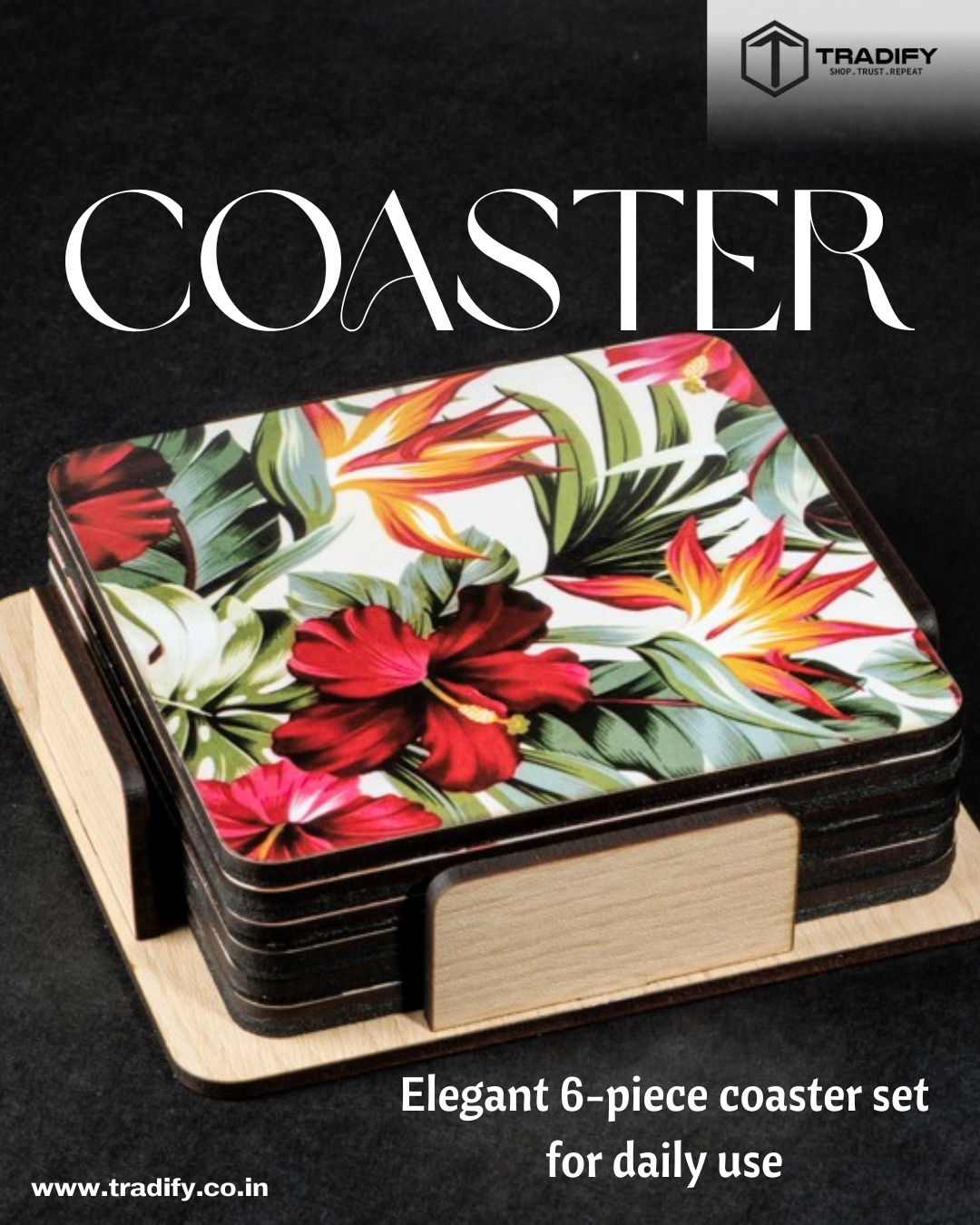 Modern Luxury Designer Printed Coaster Set – Pack of 6 Decorative Tea & Coffee Coasters for Home Décor My Store