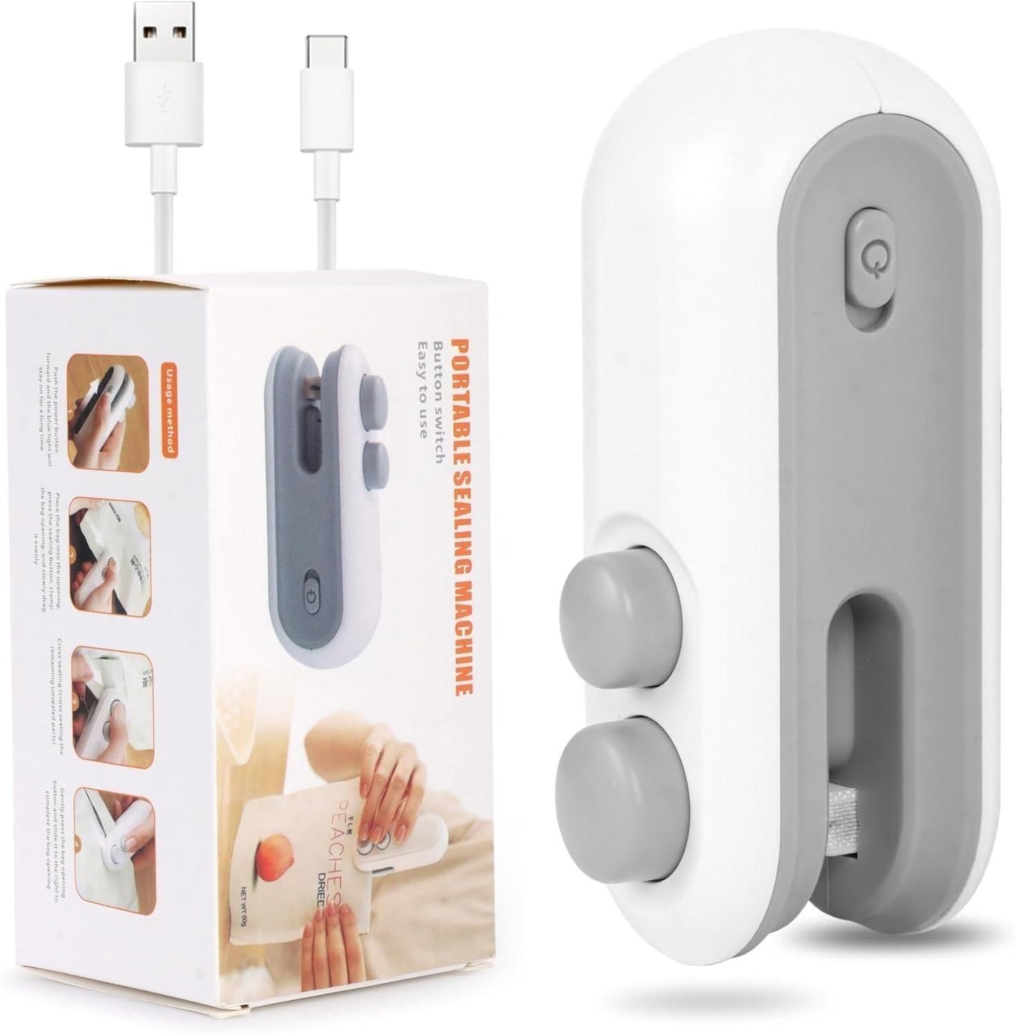 Portable Mini Sealing Machine 2 in 1 USB Rechargeable Magnetic Bag Sealer Heat Seal with Cutter c5cc46-5e
