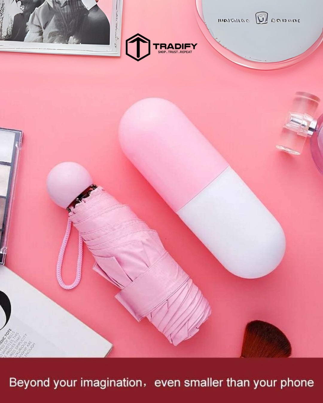 TRADIFY Windproof Double Layer Umbrella with Bottle Cover Umbrella for UV Protection & Rain, Bottle Shape Mini Compact Foldable Umbrella with Plastic Case (Multicolor) Tradify